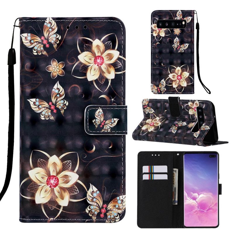 Fodral Samsung Galaxy S10 5G Gyllene Blommor