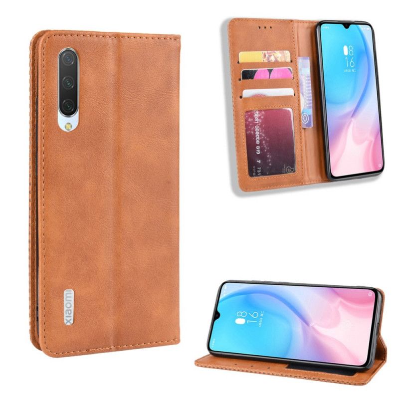 Folio-fodral Xiaomi Mi A3 Svart Stiliserad Vintage Lädereffekt