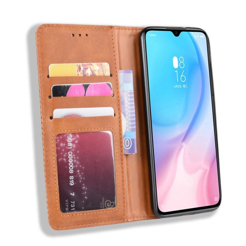 Folio-fodral Xiaomi Mi A3 Svart Stiliserad Vintage Lädereffekt