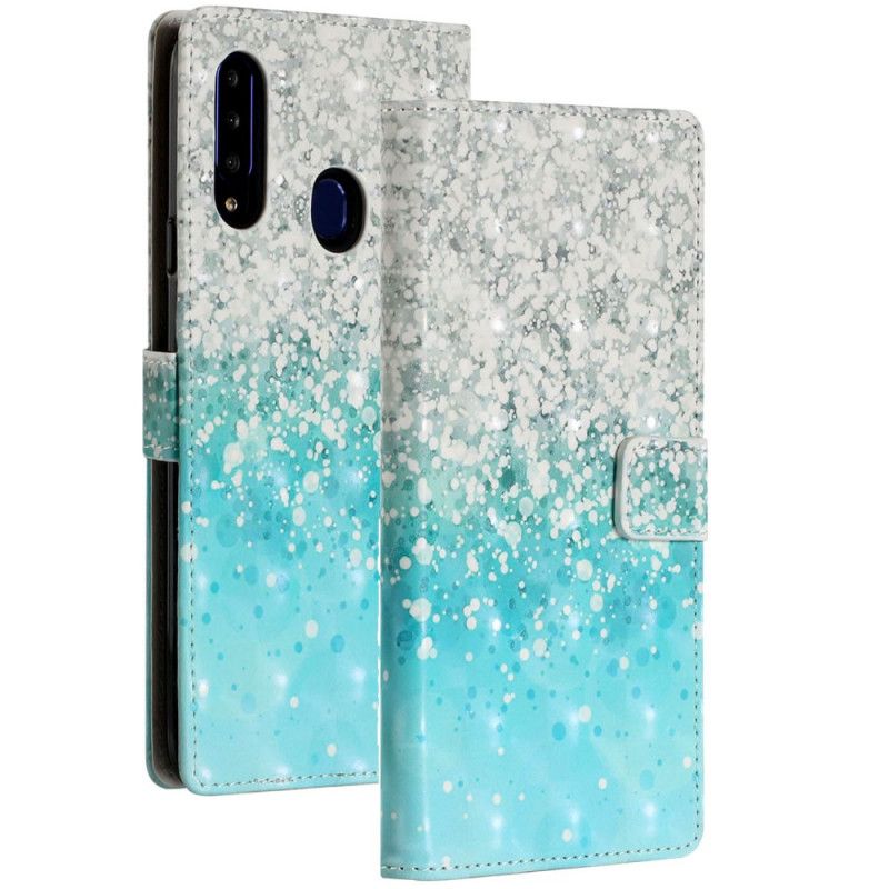 Fodral för Samsung Galaxy A20s Gradientblått Glitter