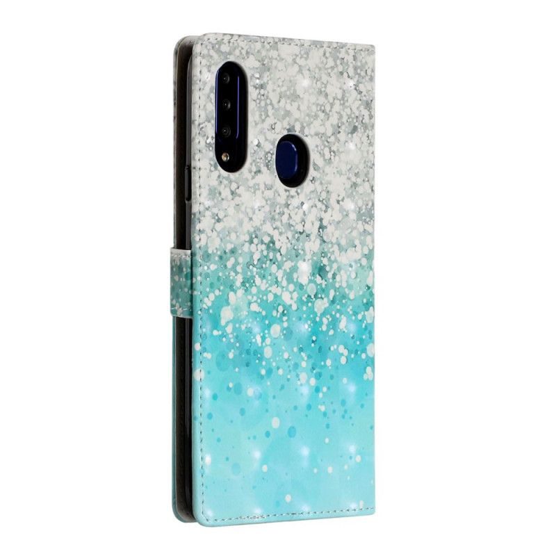 Fodral för Samsung Galaxy A20s Gradientblått Glitter