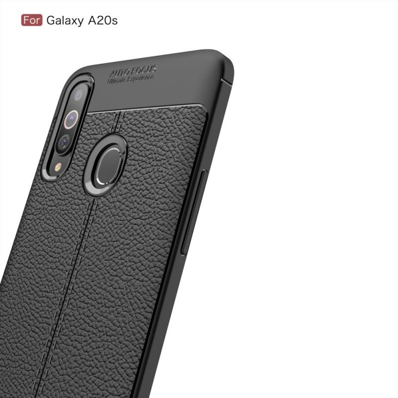 Skal för Samsung Galaxy A20s Svart Dubbel Linjelychélädereffekt