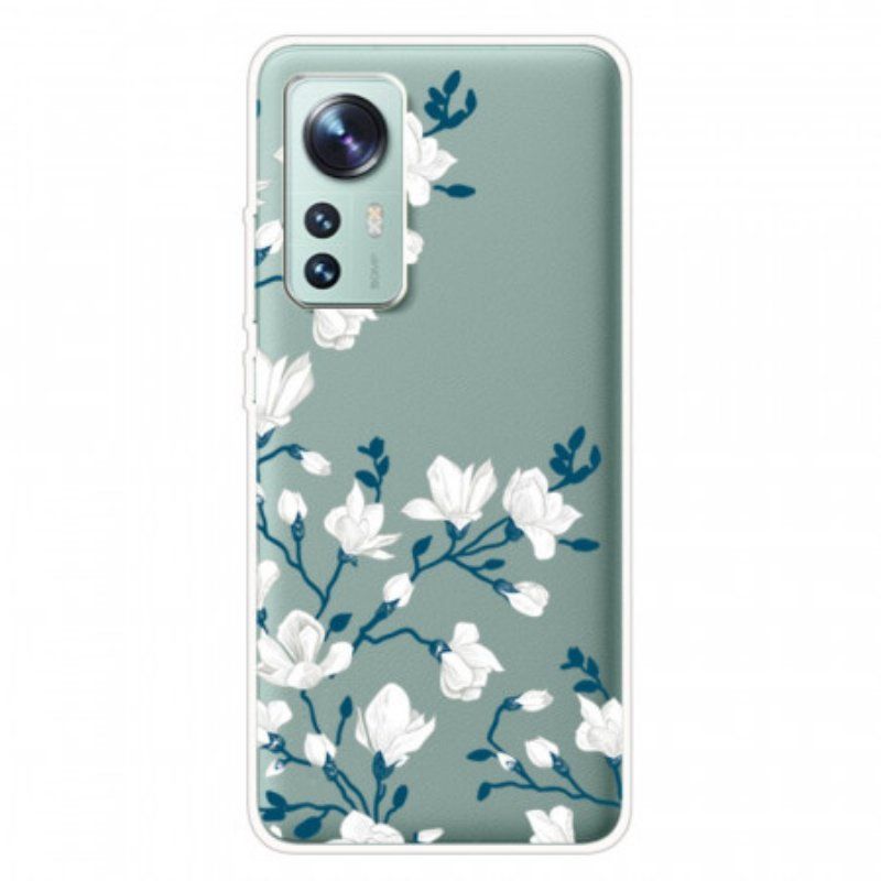 Mobilskal Xiaomi 12 Pro Silikon Vita Blommor