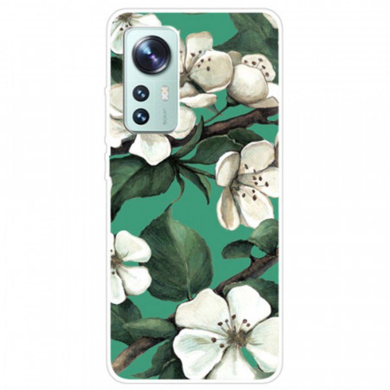 Skal Xiaomi 12 Pro Silikon Vita Blommor