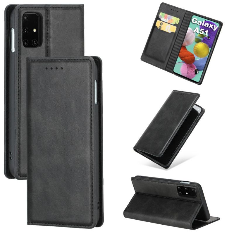 Folio-fodral för Samsung Galaxy A51 Svart Vintage Läderstil