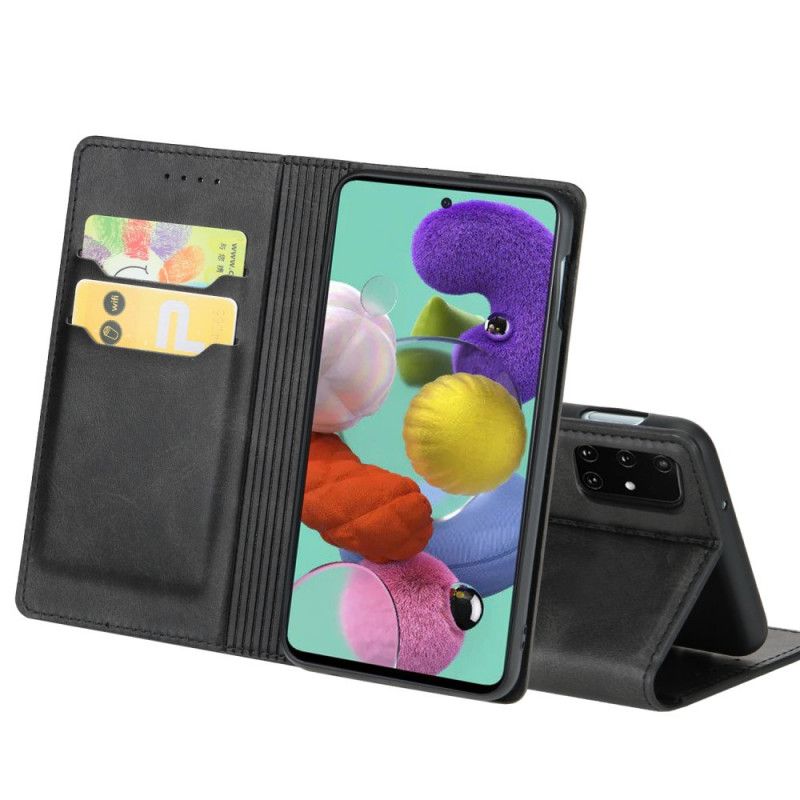 Folio-fodral för Samsung Galaxy A51 Svart Vintage Läderstil