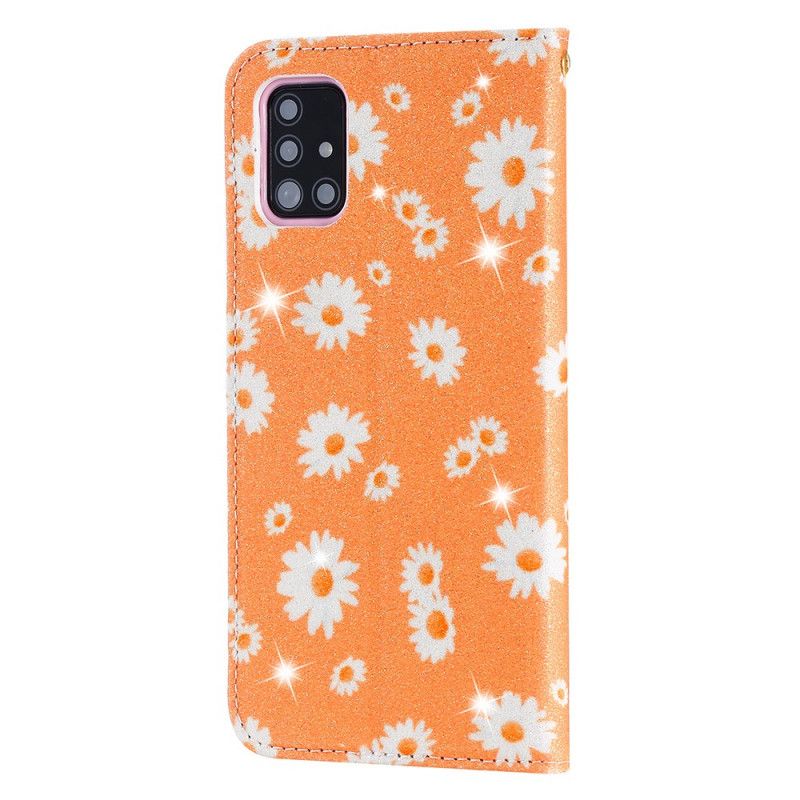 Folio-fodral Samsung Galaxy A51 Orange Konstgjorda Prästkragar