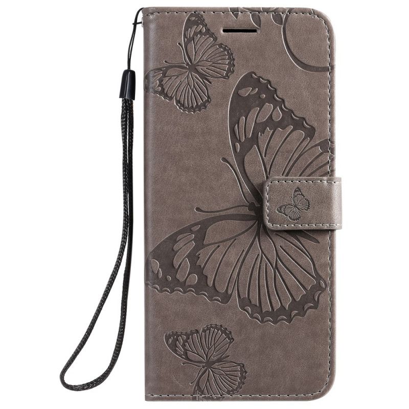 Läderfodral Samsung Galaxy A51 Grå Jätte Stringfjärilar