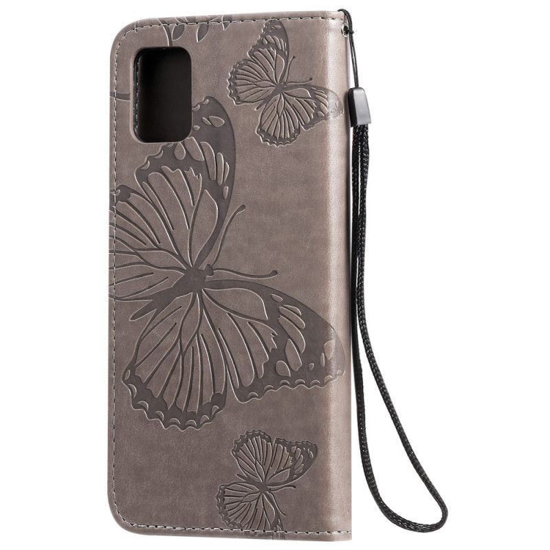 Läderfodral Samsung Galaxy A51 Grå Jätte Stringfjärilar