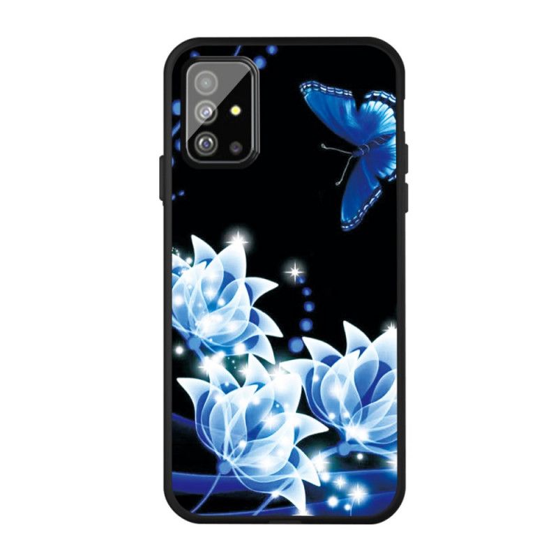 Skal Samsung Galaxy A51 Fjäril Och Blå Blommor