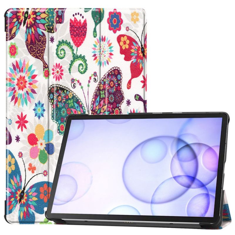 Smart Fodral Samsung Galaxy Tab S6 Retro Fjärilar Och Blommor