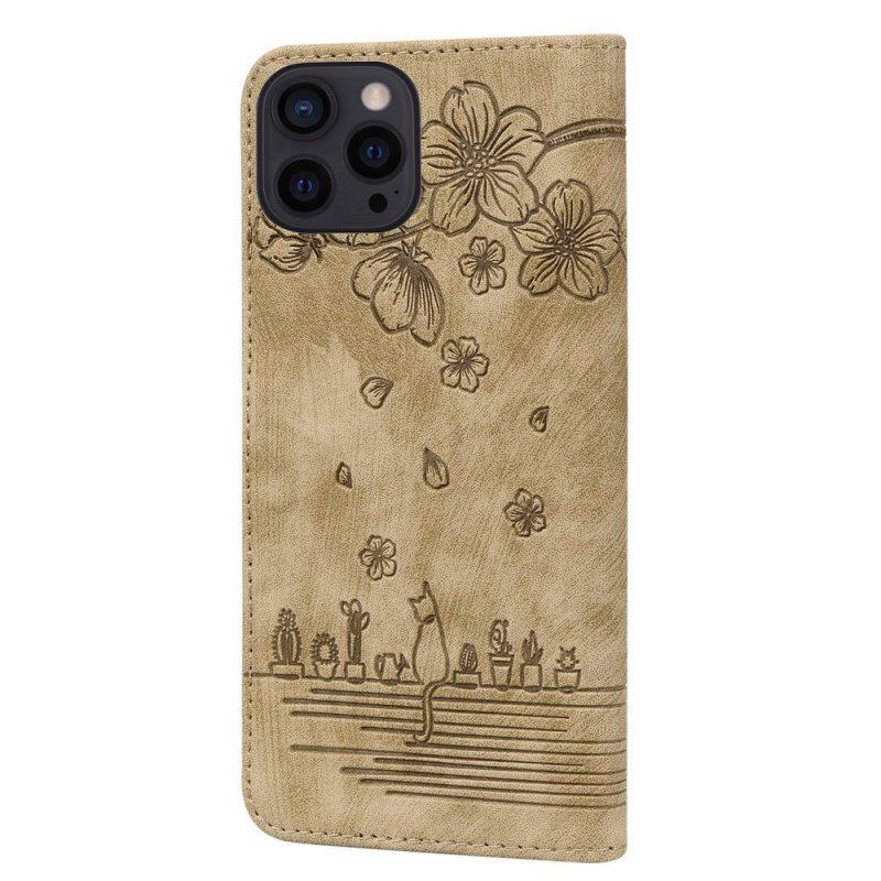 Fodral iPhone 14 Pro Med Kedjar Strappy Cat Print