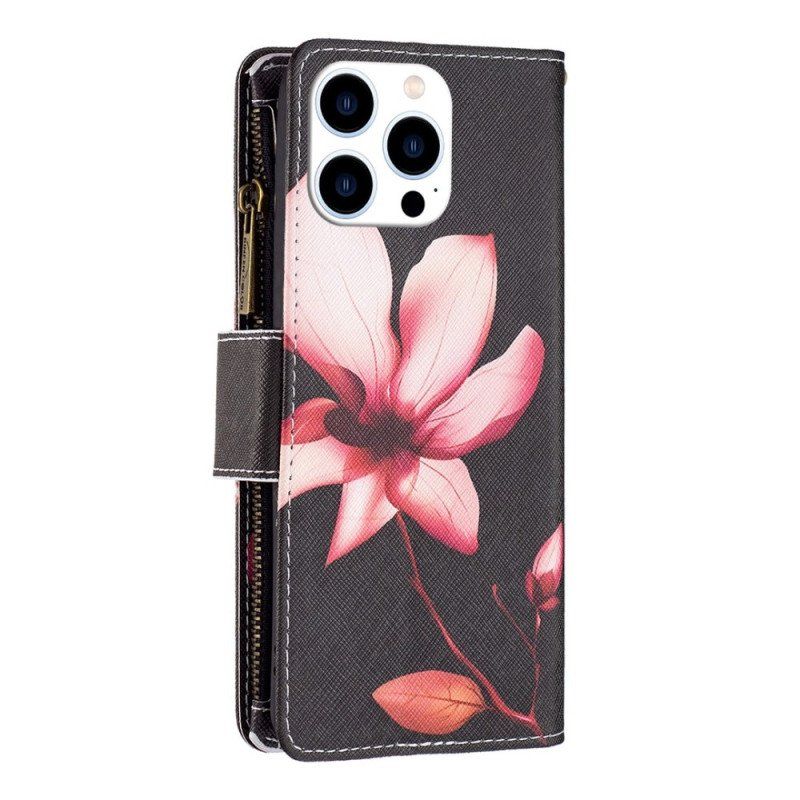 Fodral iPhone 14 Pro Plånboksfodral Blomma Plånbok