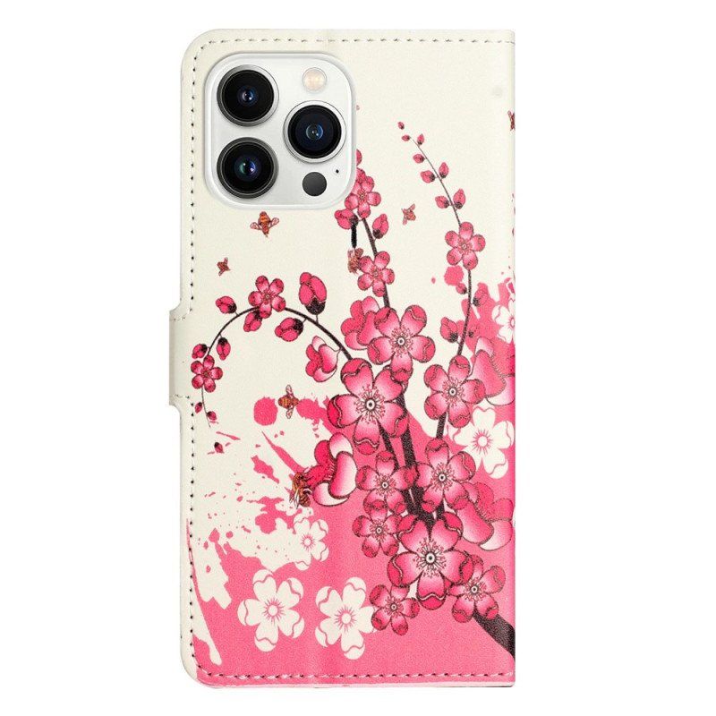 Fodral iPhone 14 Pro Tropiska Blommor