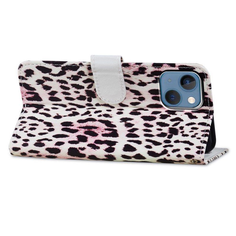 Fodral iPhone 15 Med Kedjar Leopardhuddesign Med Rem