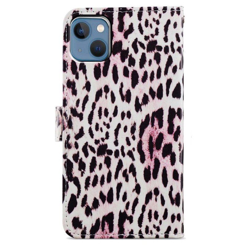 Fodral iPhone 15 Med Kedjar Leopardhuddesign Med Rem