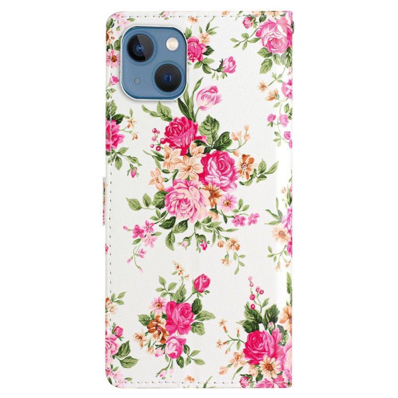 Fodral iPhone 15 Plus Med Kedjar Blommor Med Rem