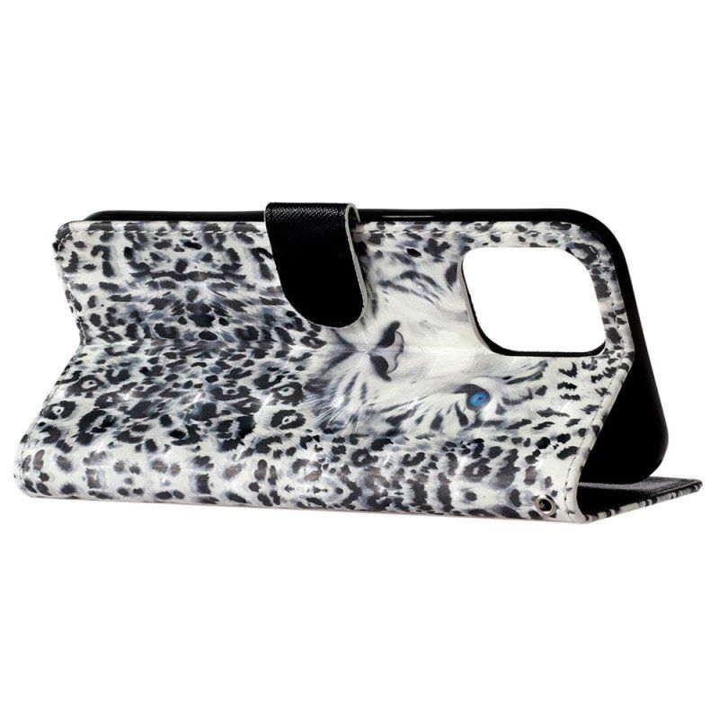 Fodral iPhone 15 Pro Med Kedjar 3d Leopard Med Rem