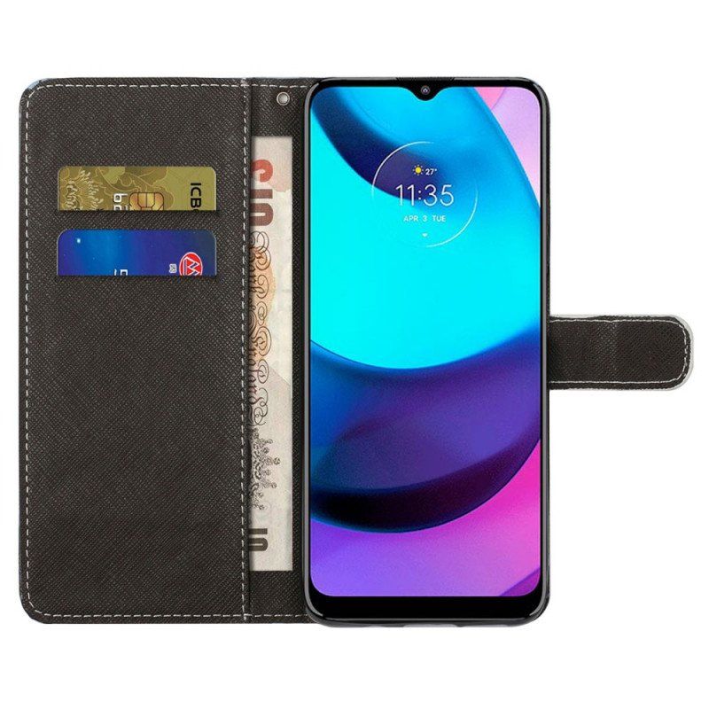 Fodral Moto G71 5G Med Kedjar Panda Space Med Lanyard