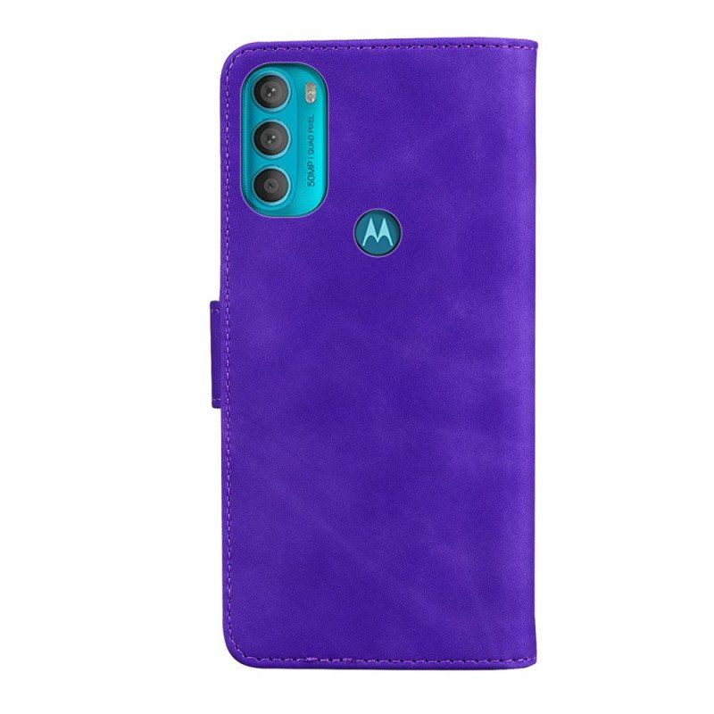 Fodral Moto G71 5G Monokrom Lädereffekt