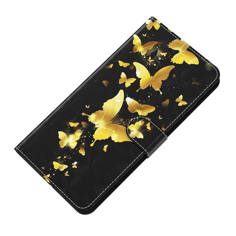 Fodral OnePlus 10 Pro 5G Med Kedjar Stringfjärilar