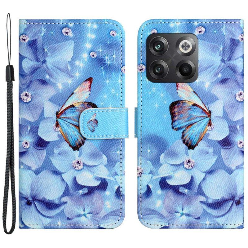 Fodral OnePlus 10T 5G Med Kedjar Strappy Diamond Butterflies