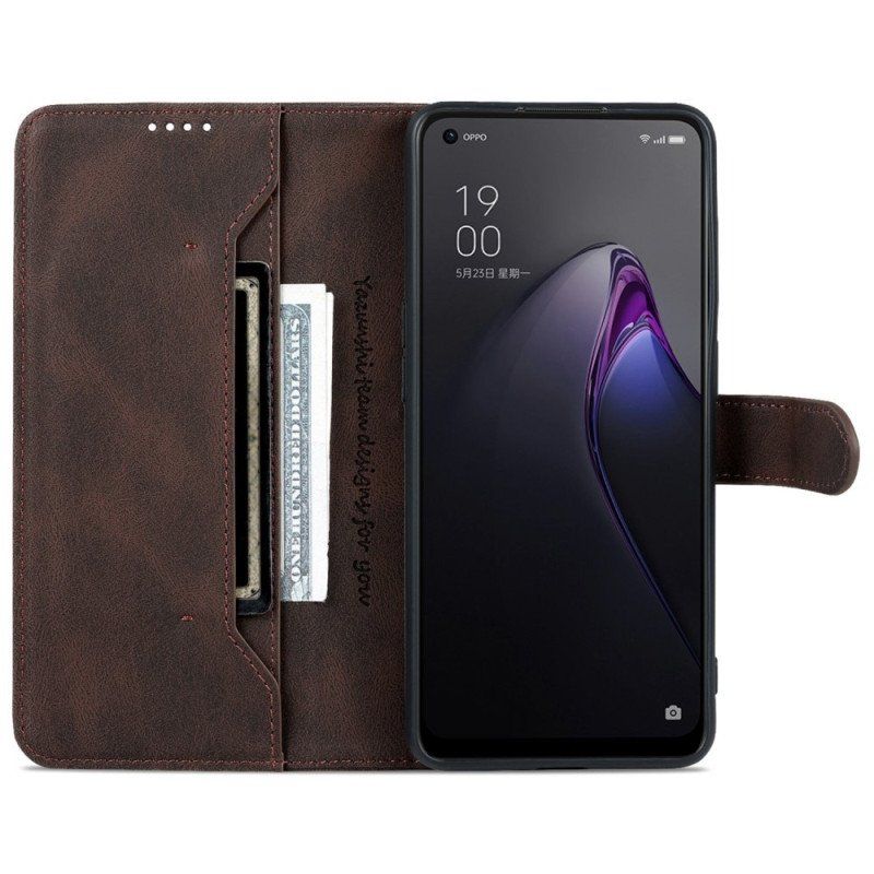 Fodral Oppo Reno 8 Azns Vintage Lädereffekt