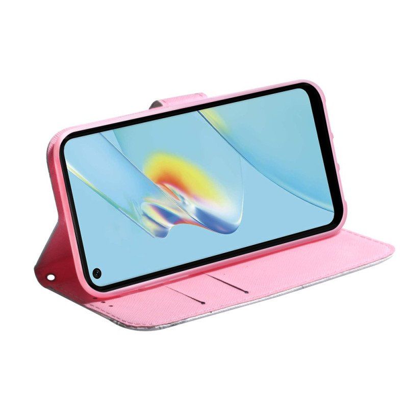 Fodral Oppo Reno 8 Lite Rosa Blomma