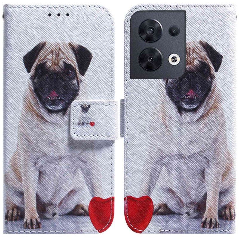 Fodral Oppo Reno 8 Med Kedjar Pretty Pug In Strap