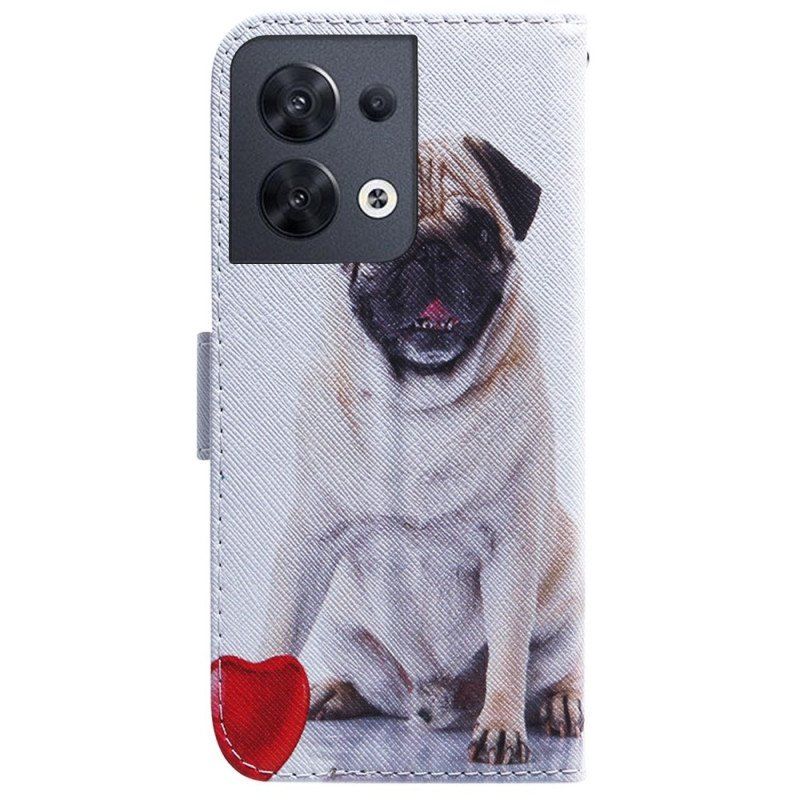 Fodral Oppo Reno 8 Med Kedjar Pretty Pug In Strap