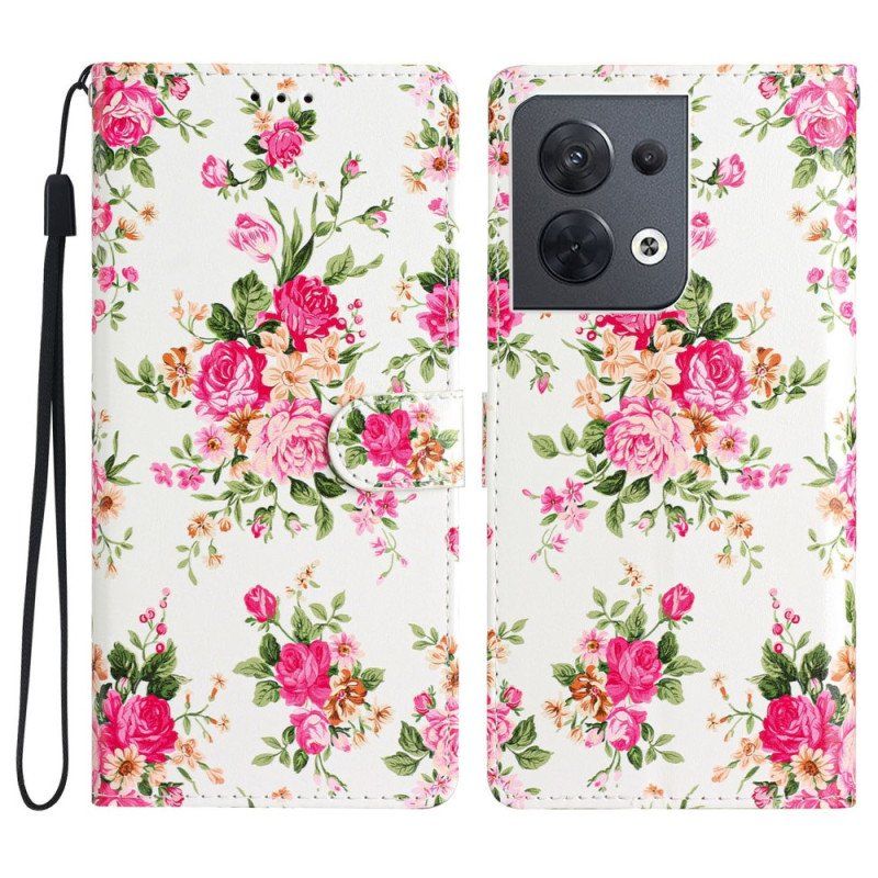 Fodral Oppo Reno 8 Med Kedjar Rem Liberty Flowers