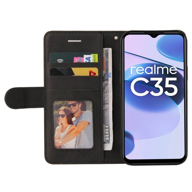 Fodral Realme C35 Med Kedjar Bicolor Lines Med Rem