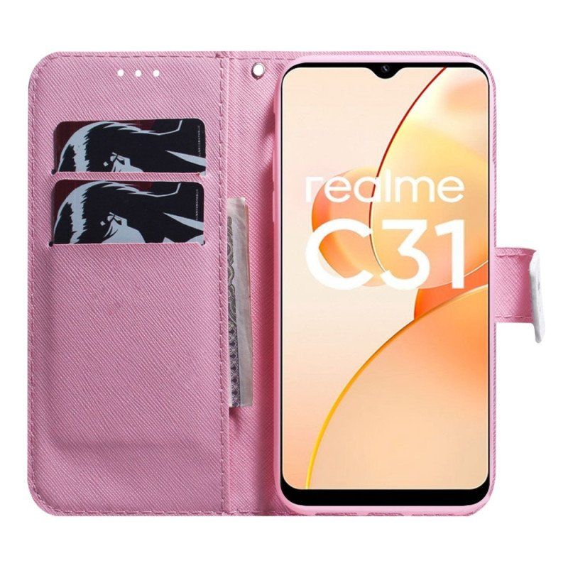 Fodral Realme C35 Rosa Blomma