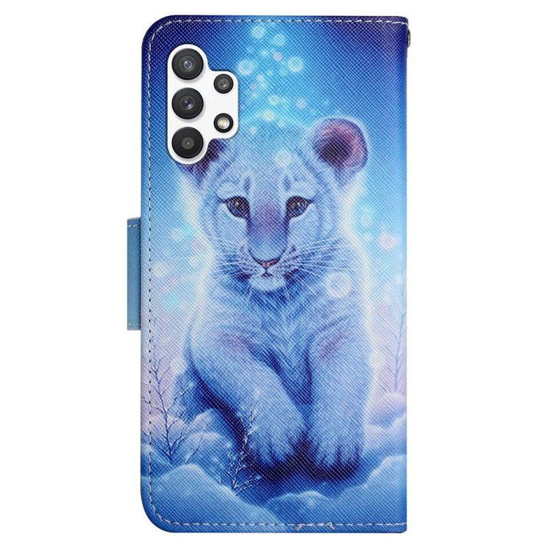 Fodral Samsung Galaxy A13 Vit Tiger Med Snodd