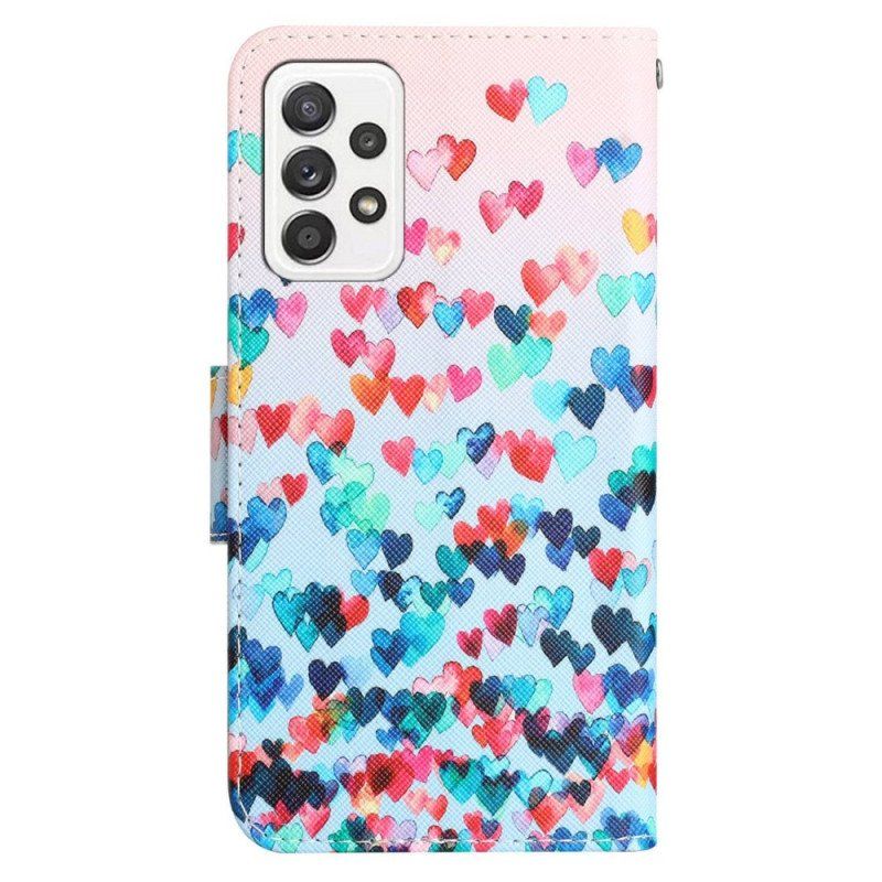 Fodral Samsung Galaxy A53 5G Med Kedjar Strappy Hearts Rain