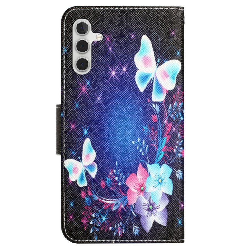 Fodral Samsung Galaxy A54 5G Med Kedjar Fairy Butterflies With Lanyard