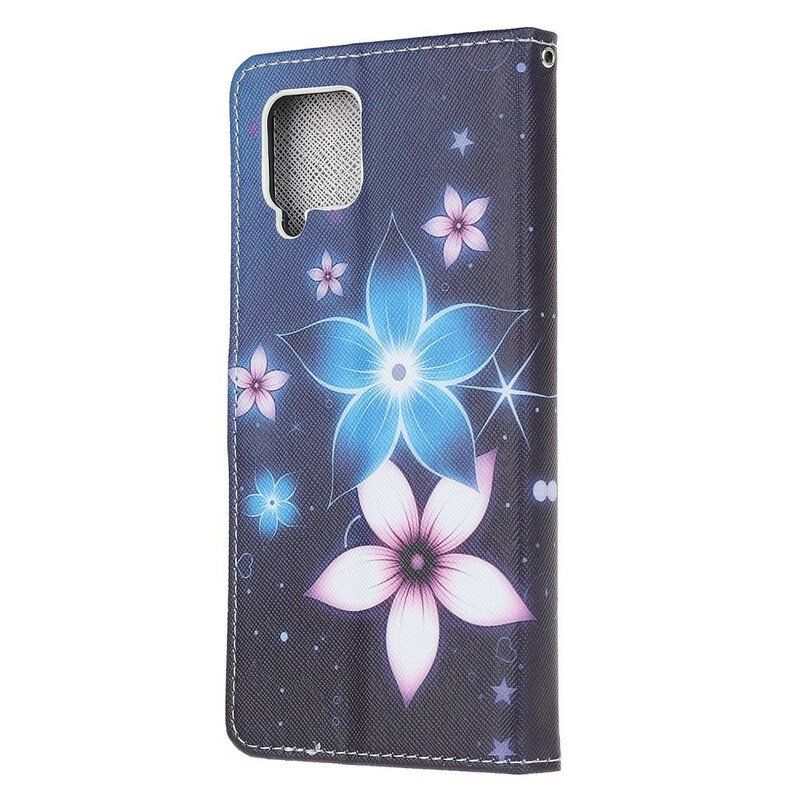 Fodral Samsung Galaxy M12 / A12 Med Kedjar Lunar Strap Blommor