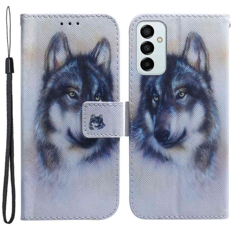 Fodral Samsung Galaxy M13 Med Kedjar Strappy Akvarellhund