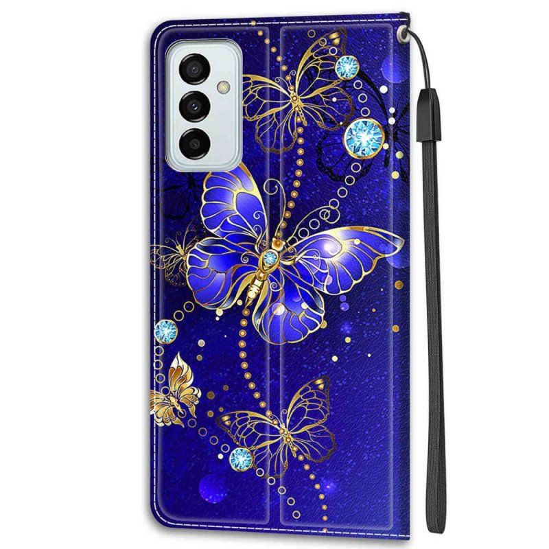 Fodral Samsung Galaxy M23 5G Med Kedjar Strap Butterflies Fan