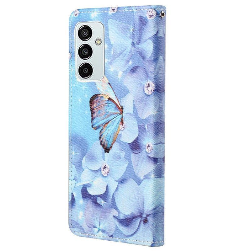 Fodral Samsung Galaxy M23 5G Med Kedjar Strappy Diamond Butterflies