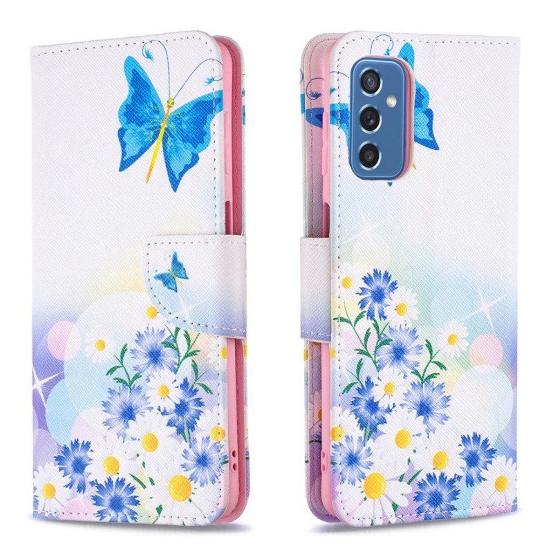 Fodral Samsung Galaxy M52 5G Fjäril Och Blommor