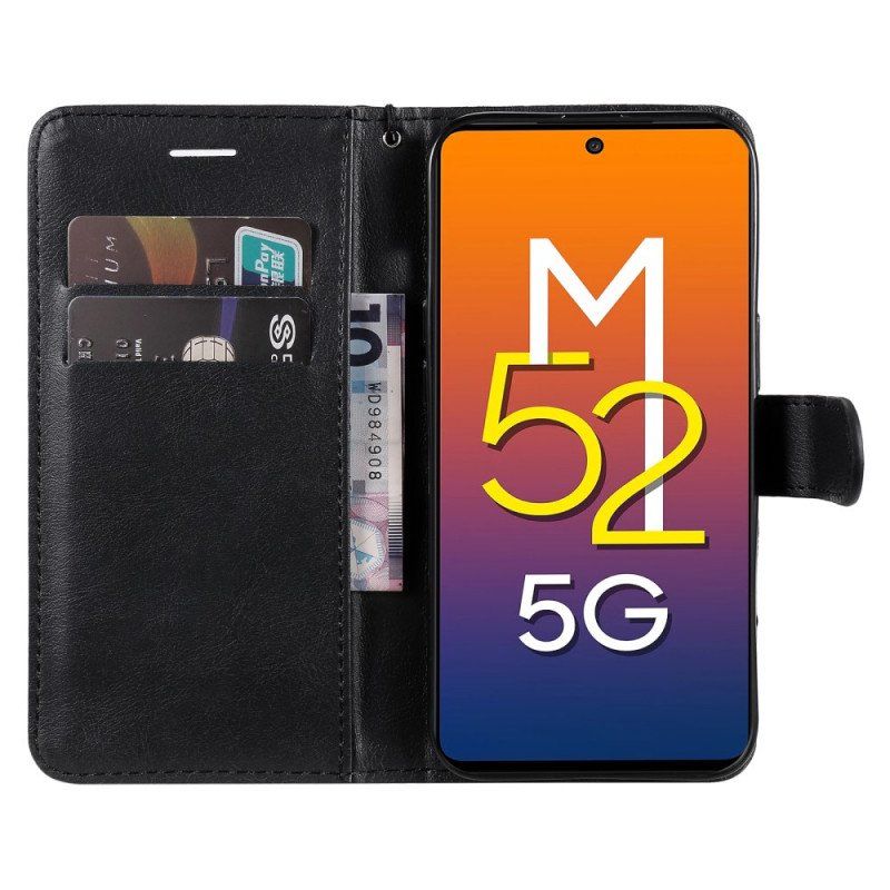 Fodral Samsung Galaxy M52 5G Med Kedjar Strappy Matt Läder