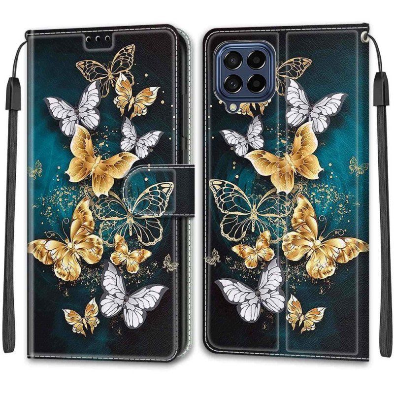 Fodral Samsung Galaxy M53 5G Med Kedjar Strap Butterflies Fan