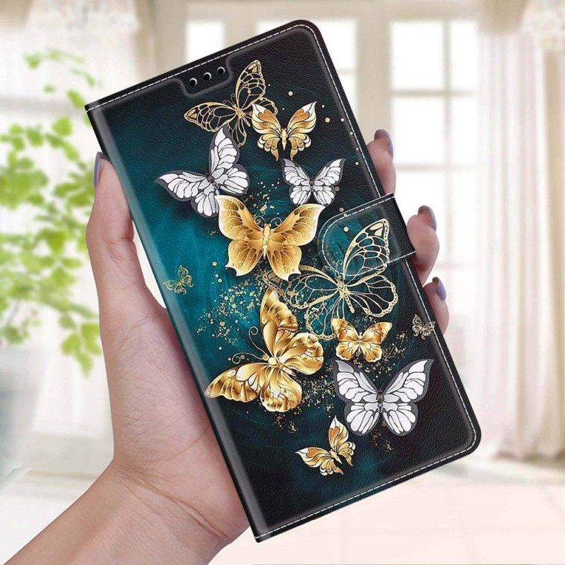 Fodral Samsung Galaxy M53 5G Med Kedjar Strap Butterflies Fan