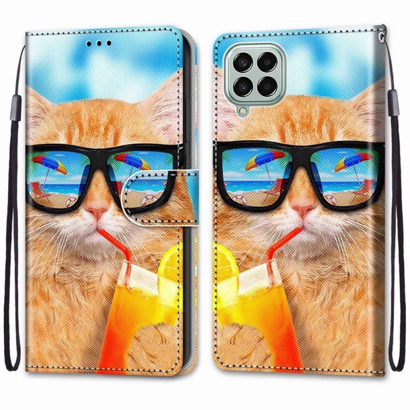 Fodral Samsung Galaxy M53 5G Med Kedjar Strappy Star Cat