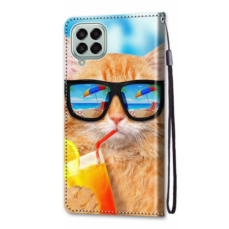 Fodral Samsung Galaxy M53 5G Med Kedjar Strappy Star Cat