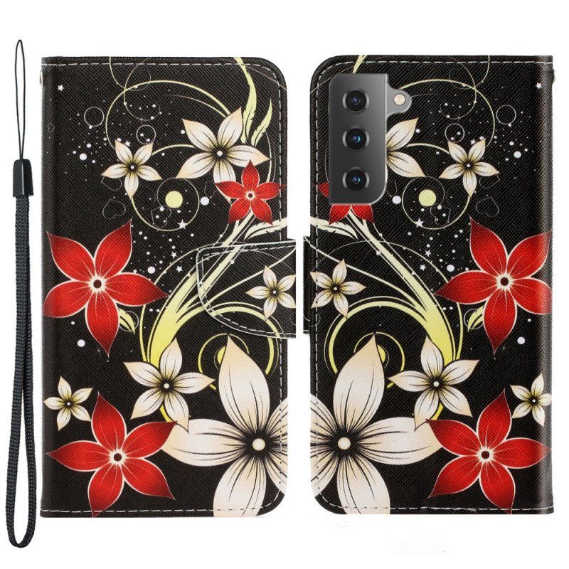 Fodral Samsung Galaxy S22 Plus 5G Med Kedjar Färgglada Strappy Blommor