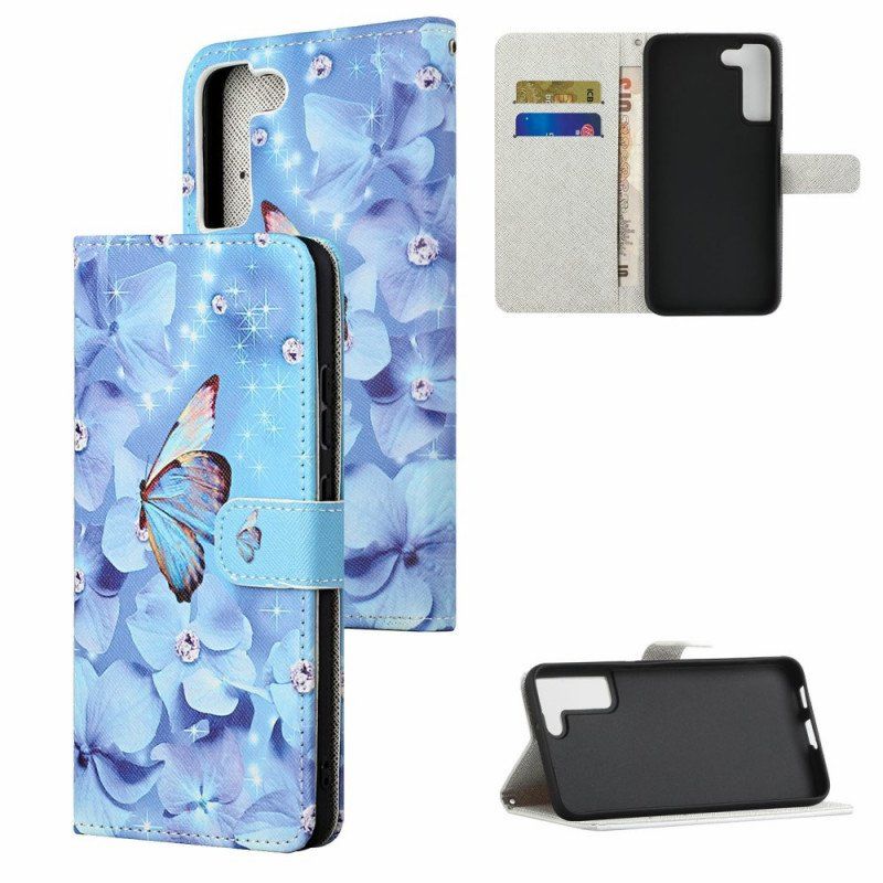 Fodral Samsung Galaxy S22 Plus 5G Med Kedjar Strappy Diamond Butterflies