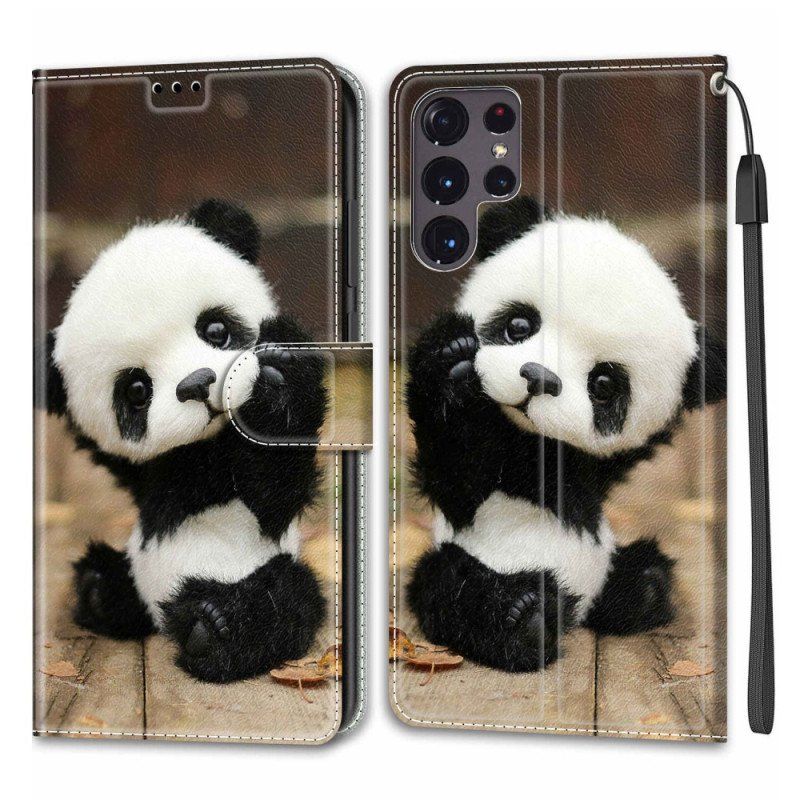 Fodral Samsung Galaxy S22 Ultra 5G Med Kedjar Spela Little Panda With Strap