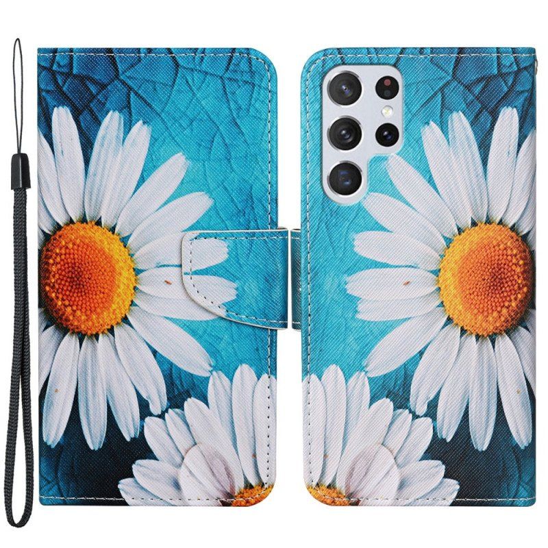 Fodral Samsung Galaxy S22 Ultra 5G Med Kedjar Thong Daisies